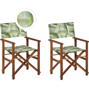 CINE - Tuinstoel set van 2 - Groen/Wit/Bladeren - Polyester