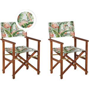 Beliani-CINE -Tuinstoel set van 2-Groen|Roze|Flamingo-Polyester