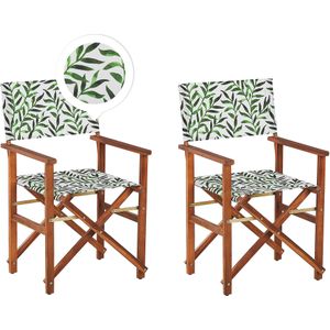 CINE - Tuinstoel set van 2 - Groen/Cremewit/Blad - Polyester