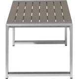 Outdoor salontafel grijs aluminium 90 x 50 cm metalen frame kunststof blad modern