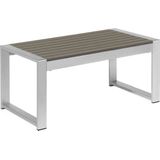 Outdoor salontafel grijs aluminium 90 x 50 cm metalen frame kunststof blad modern