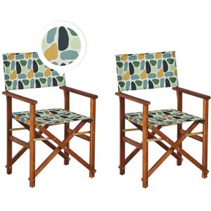 CINE - Tuinstoel set van 2 - Groen/Hout/Stippen - Polyester