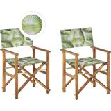 Beliani CINE  - Tuinstoel set van 2 - Groen/Hout/Bladeren - Polyester