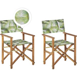 CINE - Tuinstoel set van 2 - Groen/Hout/Bladeren - Polyester