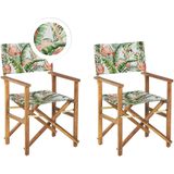 Beliani-CINE -Tuinstoel set van 2-Roze|Lichthout|Flamingo-Polyester