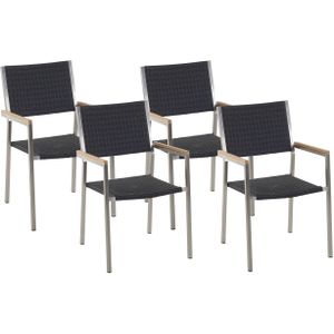 GROSSETO - Tuinstoel set van 4 - Zwart - PE rotan