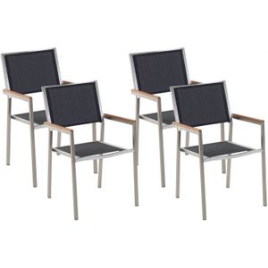 GROSSETO - Tuinstoel set van 4 - Zwart - Polyester