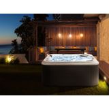Hot Tub Wit Acryl 210 x 210 cm 28 Jets Grijs Aluminium Buitenkant met LED Verwarming
