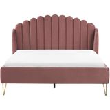 AMBILLOU - Tweepersoonsbed - Roze - 160 x 200 cm - Fluweel