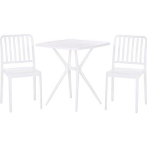 Bistro Set Wit Plastic 2 Stoelen 1 Tafel Modern Roest Waterbestendig Tuin Balkonmeubilair