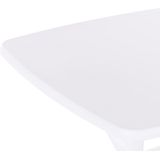 Tuin Eettafel Set Witte Kunststof 4-zits Vierkante Tafel Stapelbare Stoelen Weerbestendig