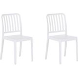 Set van 2 armloze stoelen lichtgewicht voor in de tuin stapelbaar Weerbestendig kunststof wit