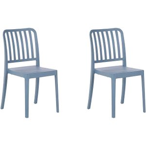 Set van 2 armloze stoelen lichtgewicht voor in de tuin stapelbaar Weerbestendig kunststof blauw