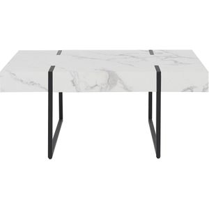 Salontafel wit met zwart MDF metaal 100 x 60 cm tafelbladpoten met marmereffect Rechthoekige moderne stijl
