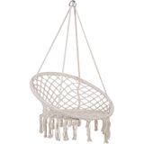 Hangstoel Witte Macrame gevlochten stoel Indoor schommelstoel Boho-stijl