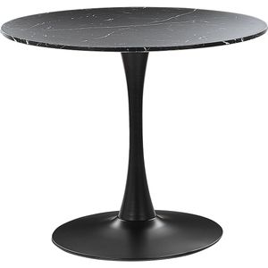 BOCA - Ronde eettafel - Zwart/Marmer - 90 cm - MDF