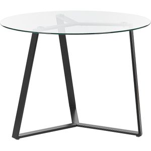 Eettafel Zwart metalen poten Rond blad van gehard glas 100 cm Capaciteit 4 personen Modern Design