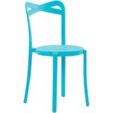 Bistroset blauw en wit 2 stapelbare stoelen tafel rechthoekig kunststof modern