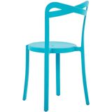 Bistroset blauw en wit 2 stapelbare stoelen tafel rechthoekig kunststof modern