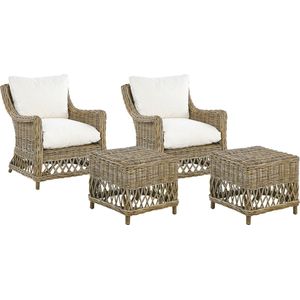 Beliani RIBOLLA - Tuinstoel set van 2 - Beige - Rotan