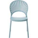 Set van 4 Eetkamerstoelen Plastic Blauw Binnen Buiten Tuin Stapelen Minimalistische Stijl