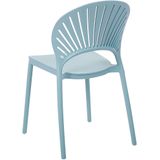 Set van 4 Eetkamerstoelen Plastic Blauw Binnen Buiten Tuin Stapelen Minimalistische Stijl