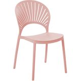 Set van 4 Eetkamerstoelen Plastic Roze Binnen Buiten Tuin Stapelen Minimalistische Stijl