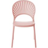 Set van 4 Eetkamerstoelen Plastic Roze Binnen Buiten Tuin Stapelen Minimalistische Stijl