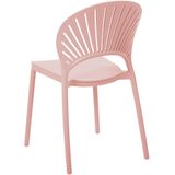 Set van 4 Eetkamerstoelen Plastic Roze Binnen Buiten Tuin Stapelen Minimalistische Stijl