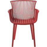 Set of 4 Dining Chairs Rood Plastic Indoor Outdoor Garden with Armrests Minimalistic Style