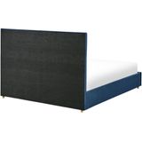 VERNOYES - Tweepersoonsbed - Blauw - 160 x 200 cm - Fluweel