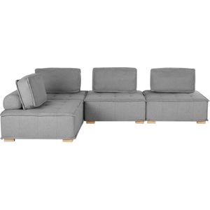 Corner Sofa Grey Polyester Fabric 300 x 200 cm Upholstered 4 Seater Modular L-Shaped Scandinavian Modern