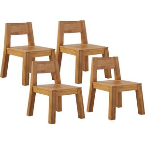 Set van 4 tuinstoelen massief acacia hout binnen buiten rustiek modern