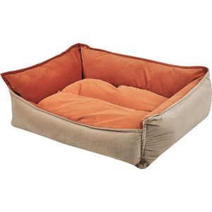 Dierenbed Oranje en Beige Polyester 70 x 60 cm Fluweel Rechthoekig Hond Kat Zacht Knuffelkussen Woonkamer Slaapkamer