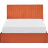 VION - Bed met opbergruimte - Oranje - 140 x 200 cm - Fluweel