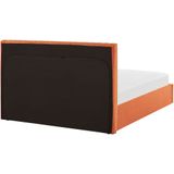 VION - Bed met opbergruimte - Oranje - 140 x 200 cm - Fluweel