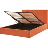 VION - Bed met opbergruimte - Oranje - 140 x 200 cm - Fluweel