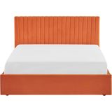 VION - Bed met opbergruimte - Oranje - 160 x 200 cm - Fluweel