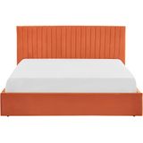 VION - Bed met opbergruimte - Oranje - 180 x 200 cm - Fluweel