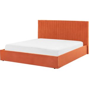 VION - Bed met opbergruimte - Oranje - 180 x 200 cm - Fluweel