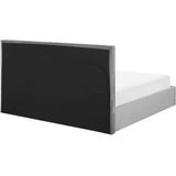 Bed Grijs Fluweel Tweepersoonsmaat 140 x 200 cm Gestoffeerd Hoofdbord Opbergfunctie Moderne Stijl