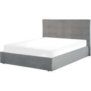 Beliani LORIENT - Bed met opbergruimte - Grijs - 140 x 200 cm - Fluweel