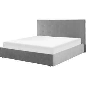 LORIENT - Bed met opbergruimte - Grijs - 180 x 200 cm - Fluweel