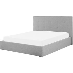 Gestoffeerd Bed in Polyester Grijs 160 x 200 cm Opbergfunctie Moderne Stijl