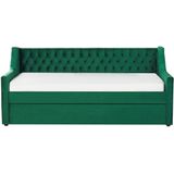 Beliani MONTARGIS - Onderschuifbed - Groen - 90 x 200 cm - Fluweel