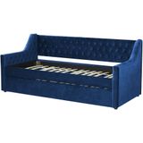 Beliani MONTARGIS - Onderschuifbed - Blauw - 90 x 200 cm - Fluweel