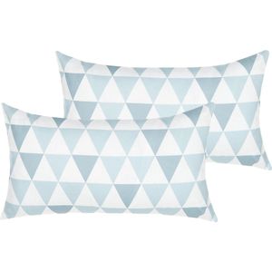 Tuinkussen Blauw/Wit Polyester Driehoekig Patroon Rechthoekig 40 x 70 cm Tuin Balkon Terras
