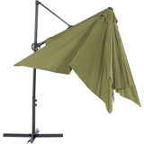 Parasol olijfgroen polyester vierkante vorm 250 x 250 x 235 cm terras balkon tuin