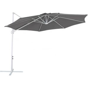 Tuin parasol donkergrijs/wit stof 295 cm draaibaar weerbestendig tuin terras balkon