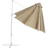 Tuin parasol taupe/wit stof 295 cm draaibaar weerbestendig tuin terras balkon
